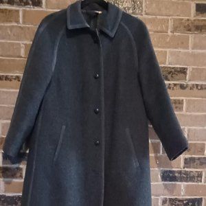 Vintage Lodenfrey Gray Wool/Mohair Blend Coat w/Suede Trim